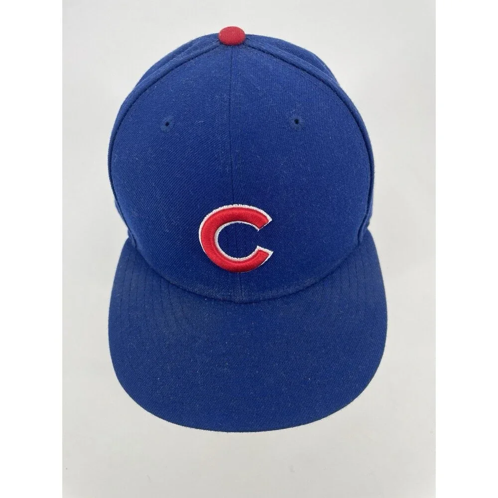 Chicago Cubs New Era 59Fifty Fitted Size 7 1/4 MLB Blue Cap Plain Logo - Picture 2 of 7